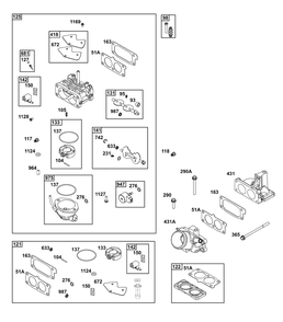 Carburetor Group Diagram and Parts List for 540477-0129-B5 400000 - 699999 Briggs and Stratton Engine